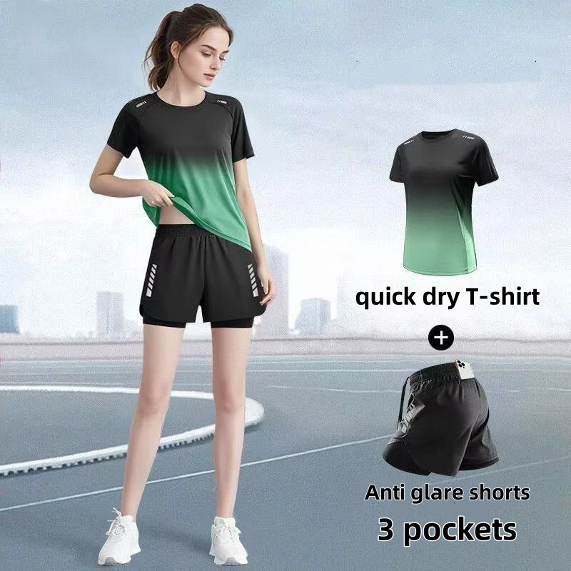Badminton Wallpaper - Women's sportswear set, running shorts, T-shirt,