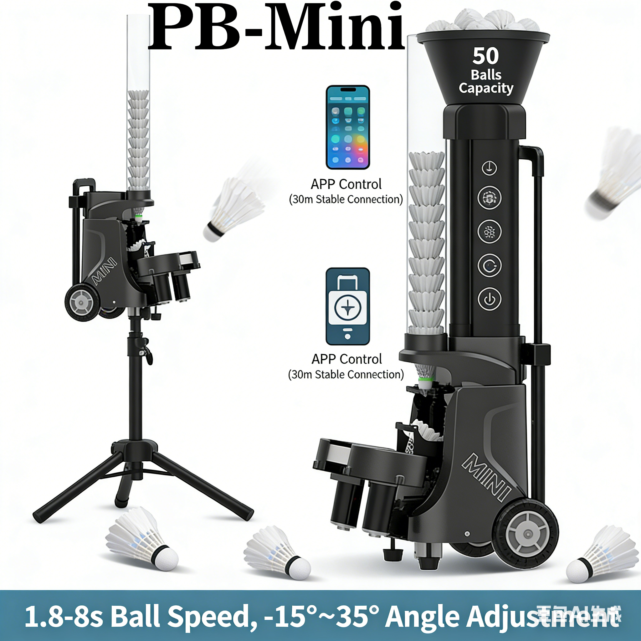 Feeder Machine Badminton - PB-Mini Badminton Service Machine Portable Single
